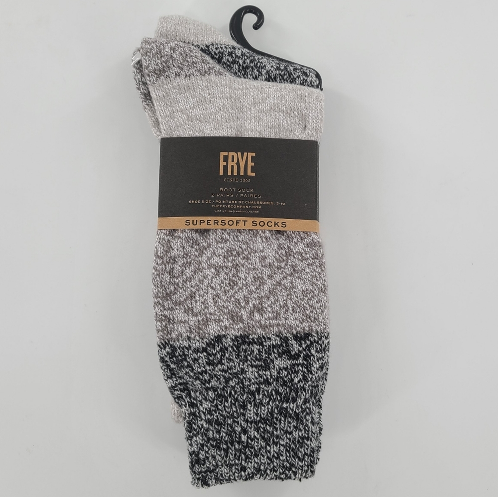 FRYE SUPERSOFT MARLED BOOT SOCKS GREY BLACK WOMEN - Picture 2 of 7